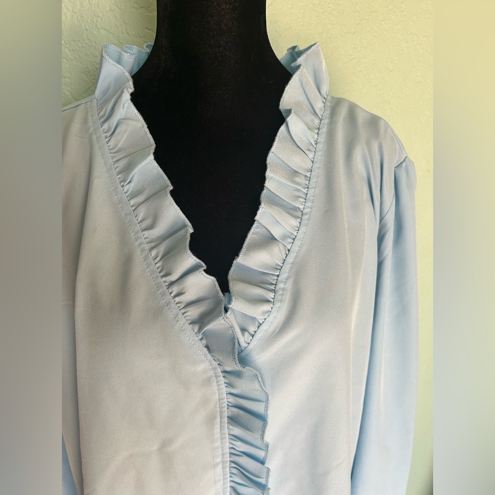 Light Blue Ruffled Blouse - Picture 2 of 9